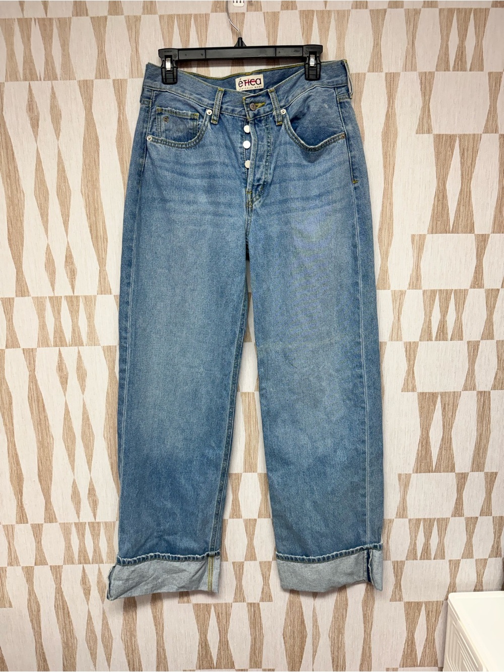 Etica Stanton wide leg relaxed cuff jeans 27 Anthropologie medium wash